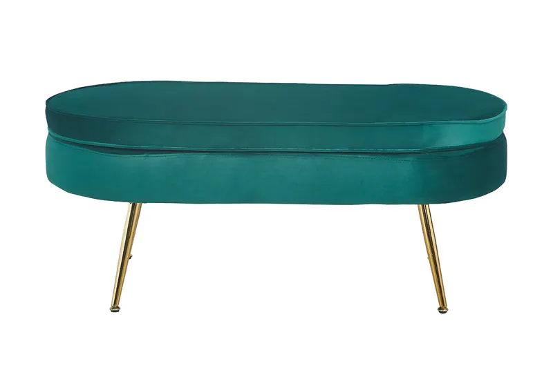 Sitzpouf oval aus Samt Grün, Ansicht 1