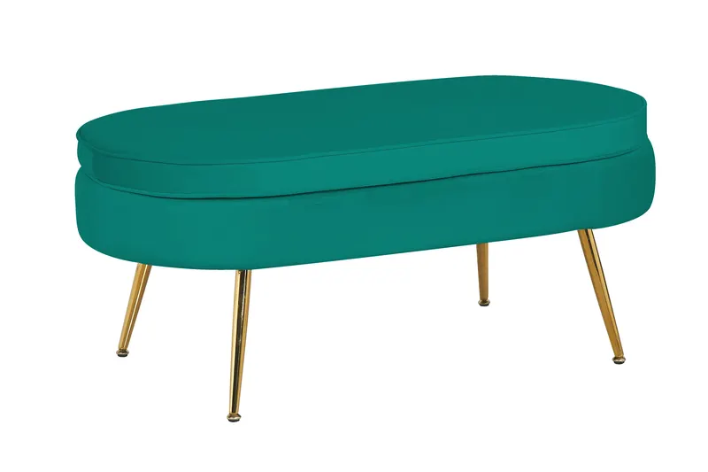 Sitzpouf oval aus Samt Grün, Ansicht 2