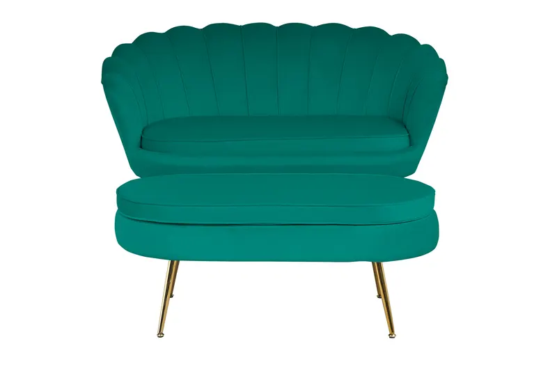 Sitzpouf oval aus Samt Grün, Ansicht 6