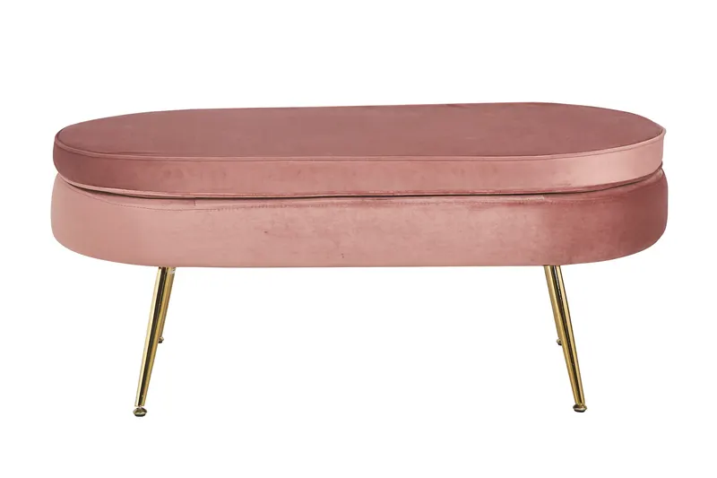 Sitzpouf oval aus Samt Rose, Ansicht 1