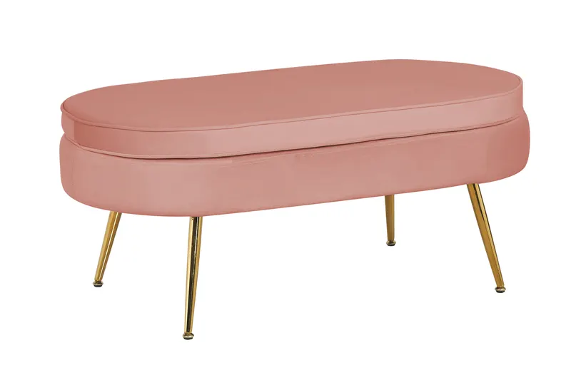 Sitzpouf oval aus Samt Rose, Ansicht 2