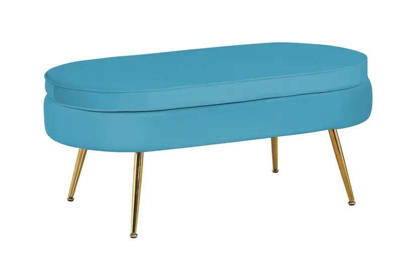 Sitzpouf oval aus Samt Blau, Ansicht 2