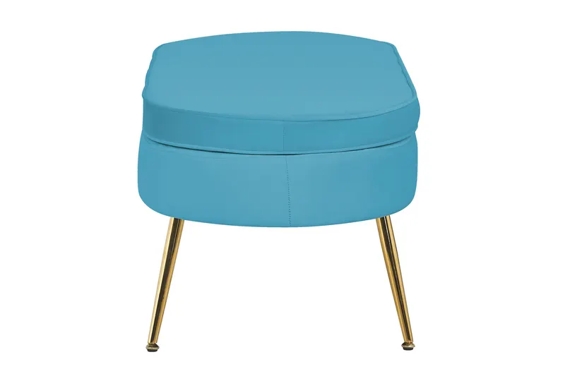 Sitzpouf oval aus Samt Blau, Ansicht 3