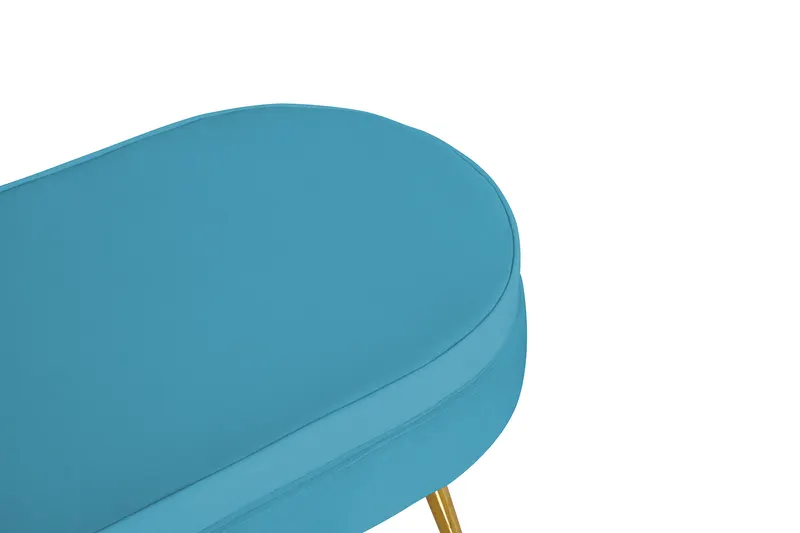 Sitzpouf oval aus Samt Blau, Ansicht 4