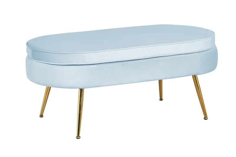 Sitzpouf oval aus Samt in Hellgrau, Ansicht 2