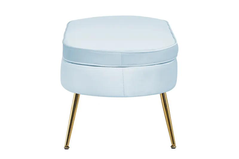 Sitzpouf oval aus Samt in Hellgrau, Ansicht 3