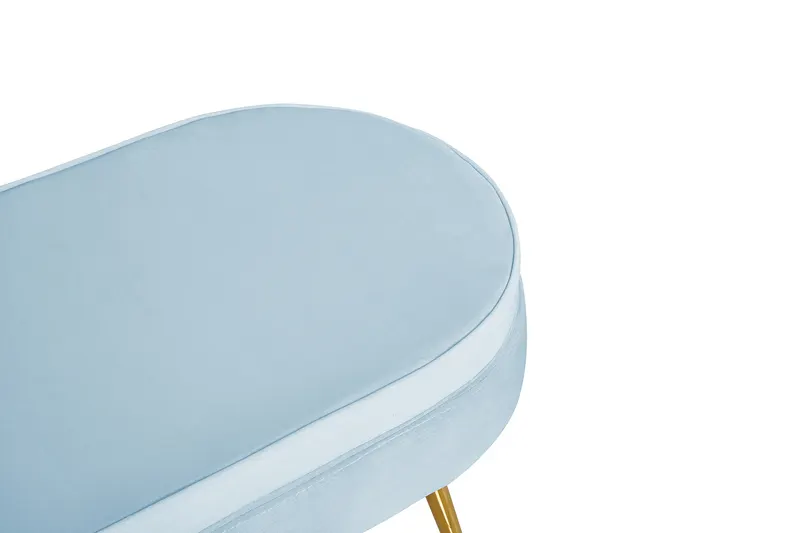 Sitzpouf oval aus Samt in Hellgrau, Ansicht 4