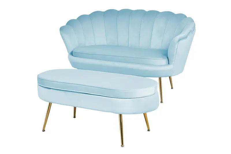 Sitzpouf oval aus Samt in Hellgrau, Ansicht 5