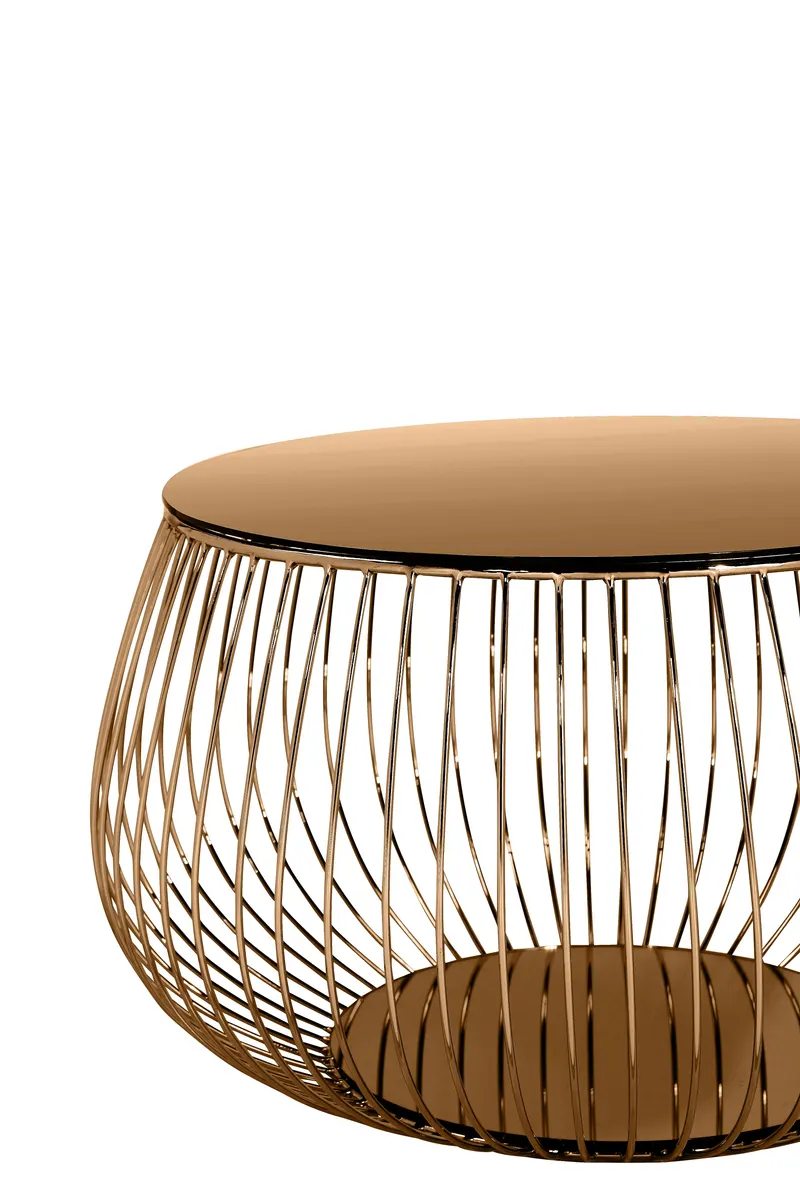 Couchtisch mit Metallkorb Ø 72 cm, Rosegold, Ansicht 4