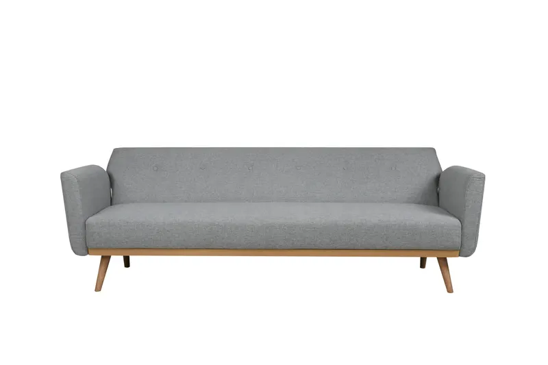 Schlafsofa in Hellgrau mit Birkenholz, Ansicht 1