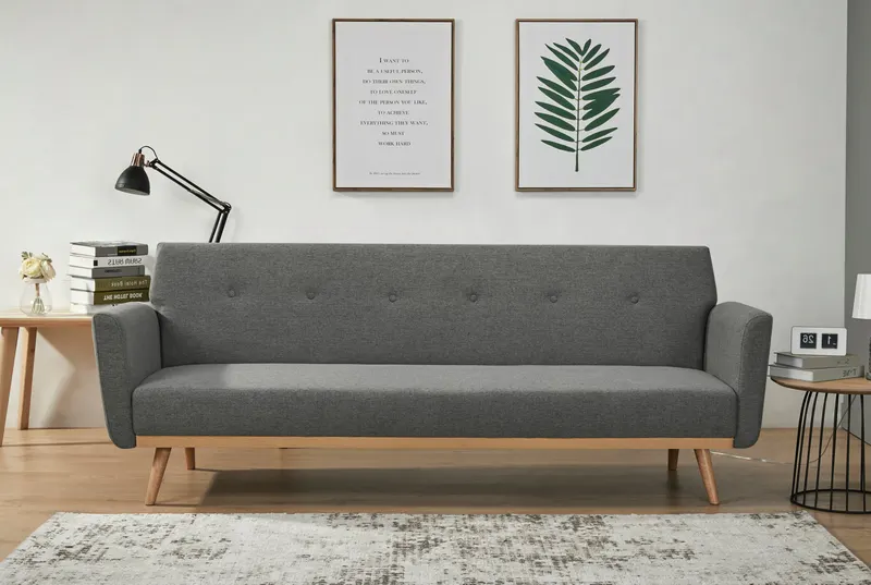 Schlafsofa in Grau mit Birkenholz, Ansicht 7