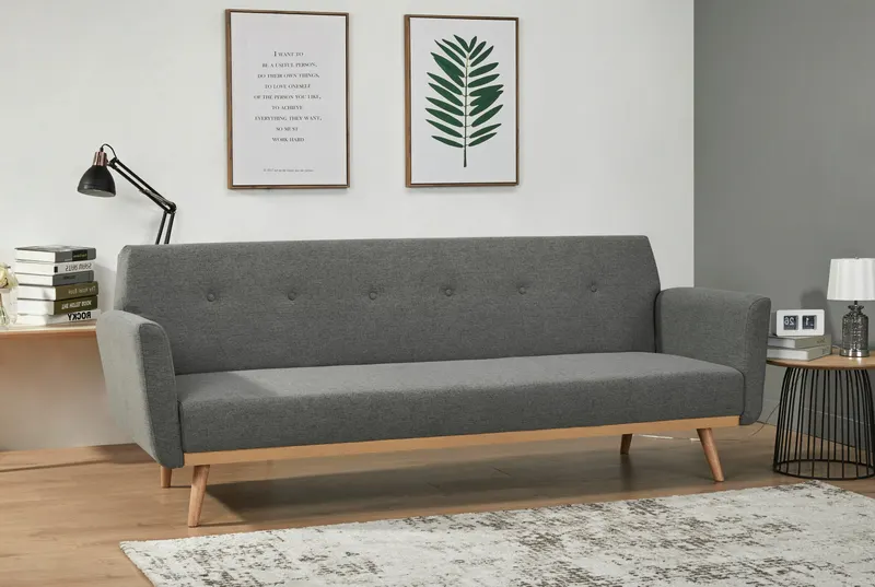 Schlafsofa in Grau mit Birkenholz, Ansicht 8