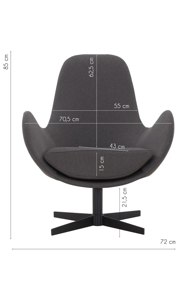 Sessel mit Drehfunktion, Dunkelgrau, Ansicht 7