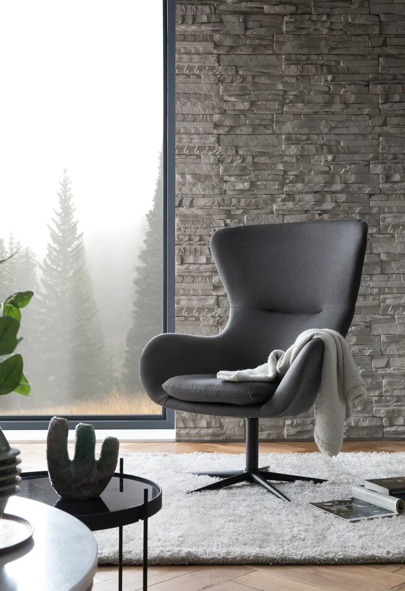 Sessel mit Drehfunktion, dunkelgrau/schwarz, Ansicht 6