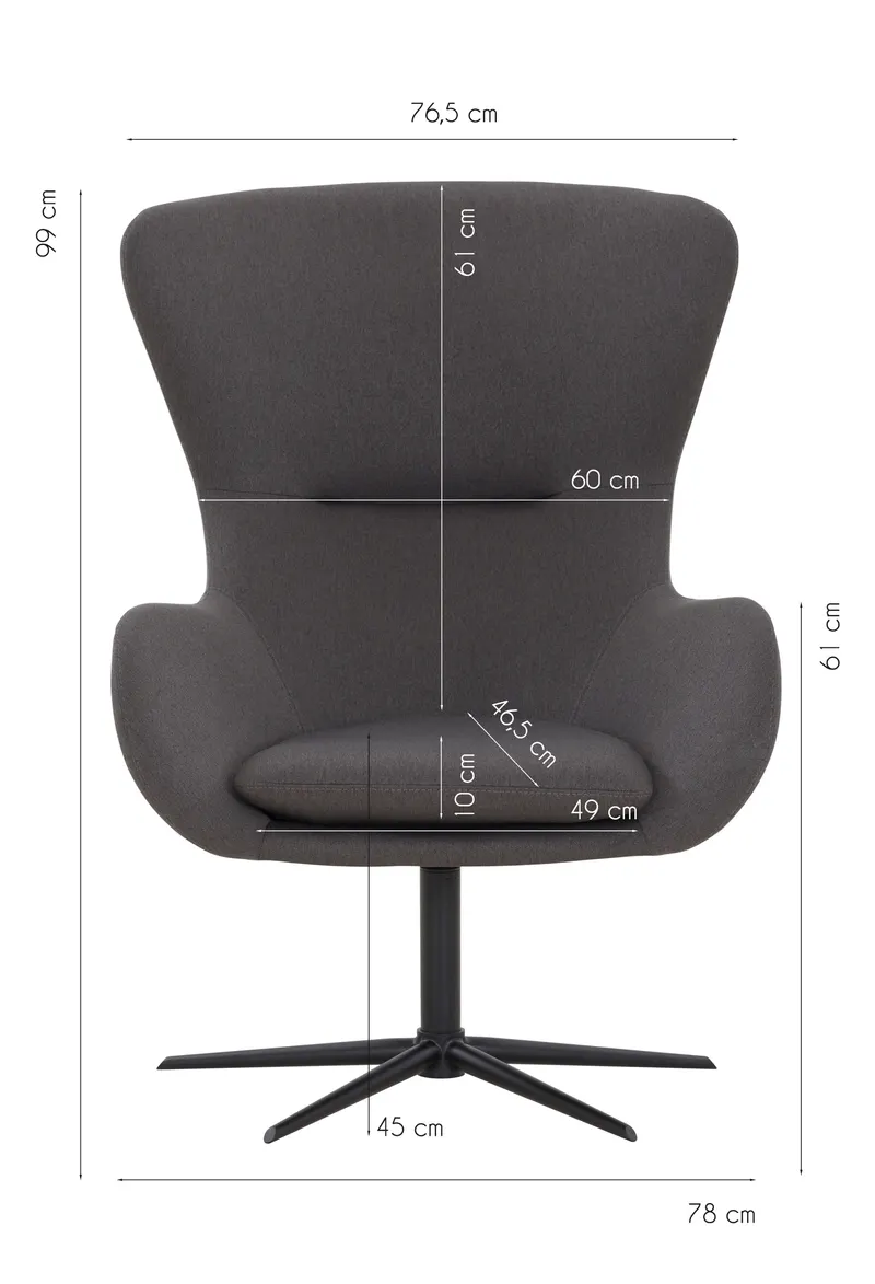 Sessel mit Drehfunktion, dunkelgrau/schwarz, Ansicht 7