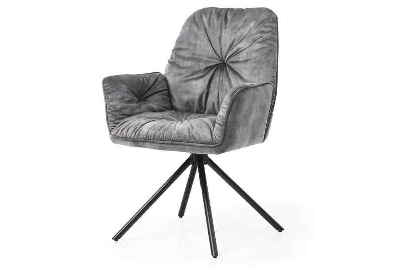 Nova Armlehnstuhl mit 360° Drehfunktion, 61 × 59 × 90 cm, Grau/Schwarz