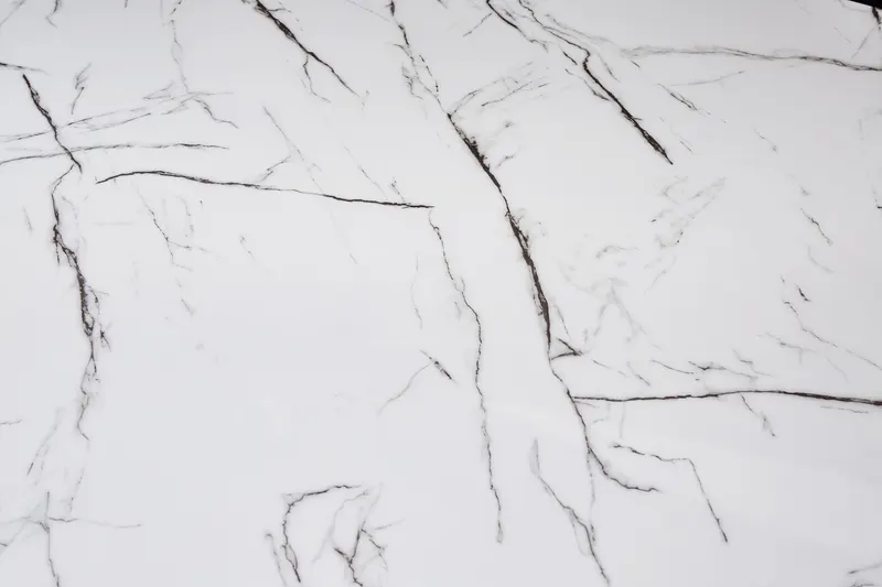 Esstisch 160x90 cm, weiß in Marmoroptik, Chrom, Ansicht 4