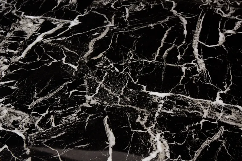 Esstisch 160 × 90 cm, Schwarz in Marmoroptik, Gold, Ansicht 4