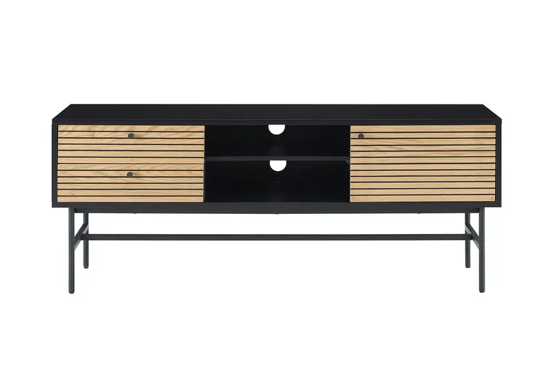 Melvin Lowboard Schwarz/Eiche Echtholzfurnier