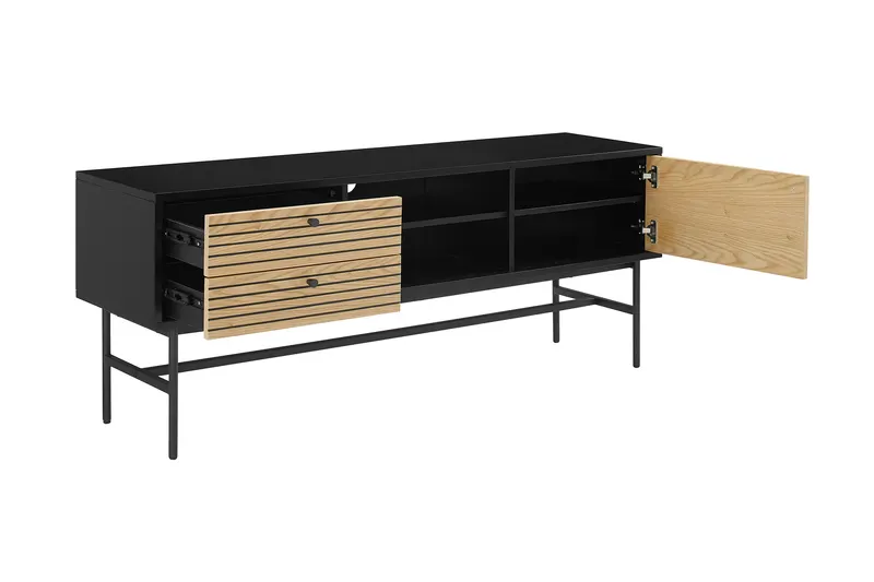 Lowboard Schwarz/Eiche Echtholzfurnier, Ansicht 4