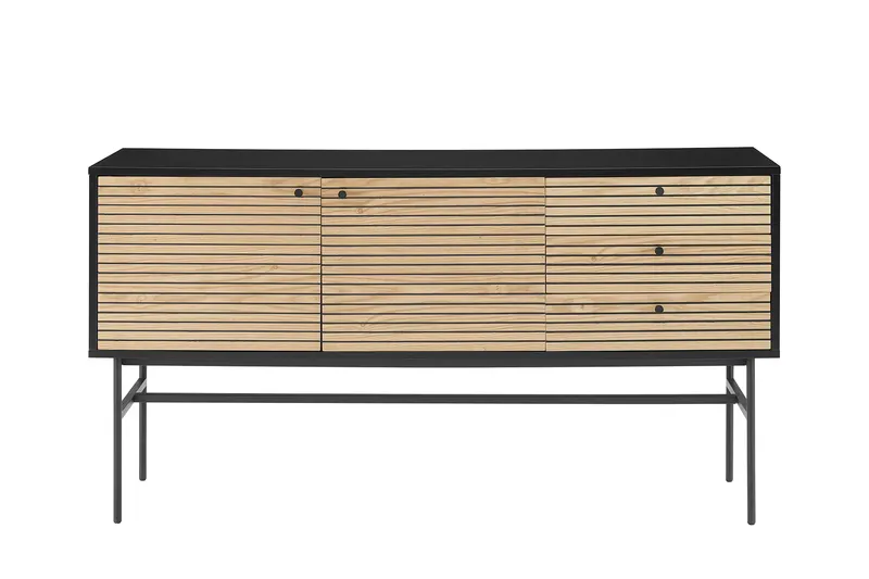 Melvin Sideboard Schwarz/Eiche Echtholzfurnier
