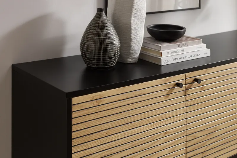 Sideboard Schwarz/Eiche Echtholzfurnier, Ansicht 11