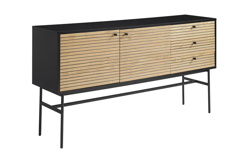 Sideboard Schwarz/Eiche Echtholzfurnier, Ansicht 2