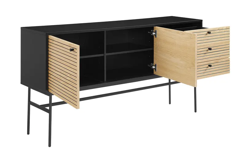 Sideboard Schwarz/Eiche Echtholzfurnier, Ansicht 4