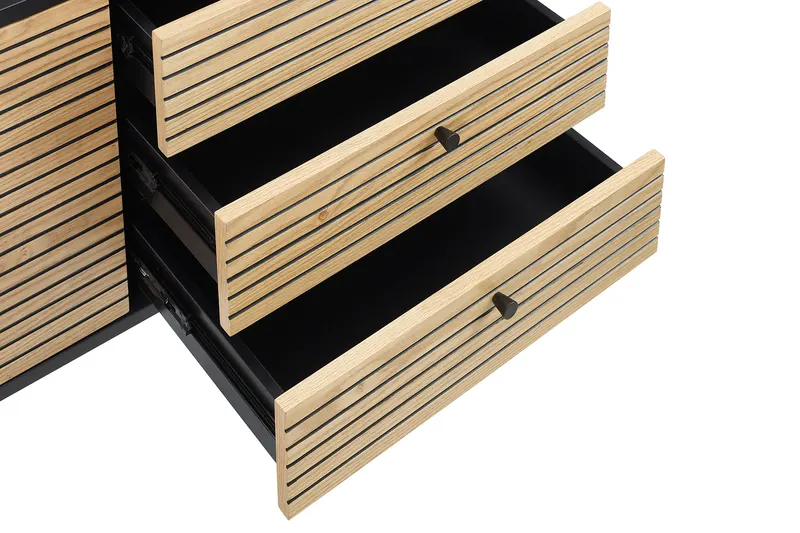 Sideboard Schwarz/Eiche Echtholzfurnier, Ansicht 6