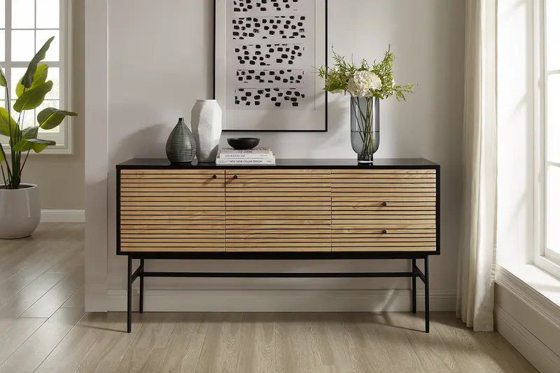 Sideboard Schwarz/Eiche Echtholzfurnier, Ansicht 7