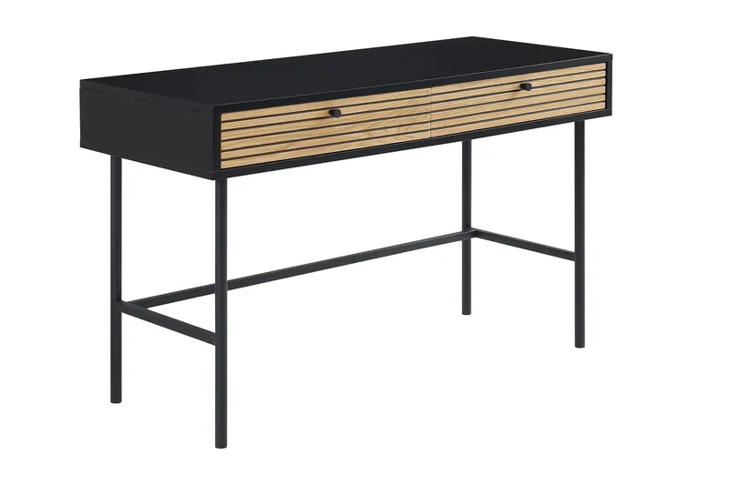 Schreibtisch Schwarz/Eiche Echtholzfurnier, Ansicht 2