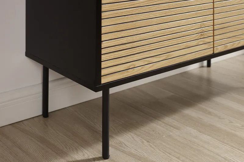 Highboard Schwarz/Eiche Echtholzfurnier, Ansicht 11