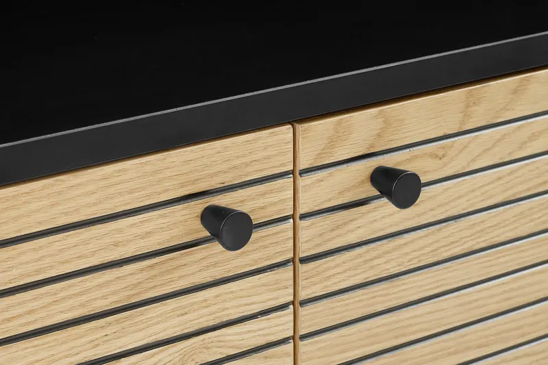 Highboard Schwarz/Eiche Echtholzfurnier, Ansicht 13