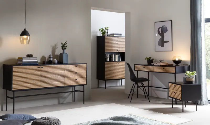 Sideboard Schwarz/Eiche Echtholzfurnier, Ansicht 15
