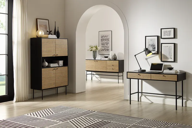 Sideboard Schwarz/Eiche Echtholzfurnier, Ansicht 16