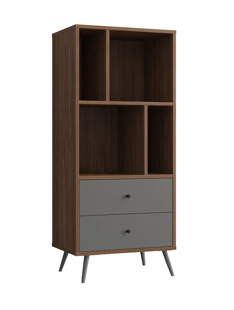 Bücherregal Walnuss/Grau, Ansicht 1