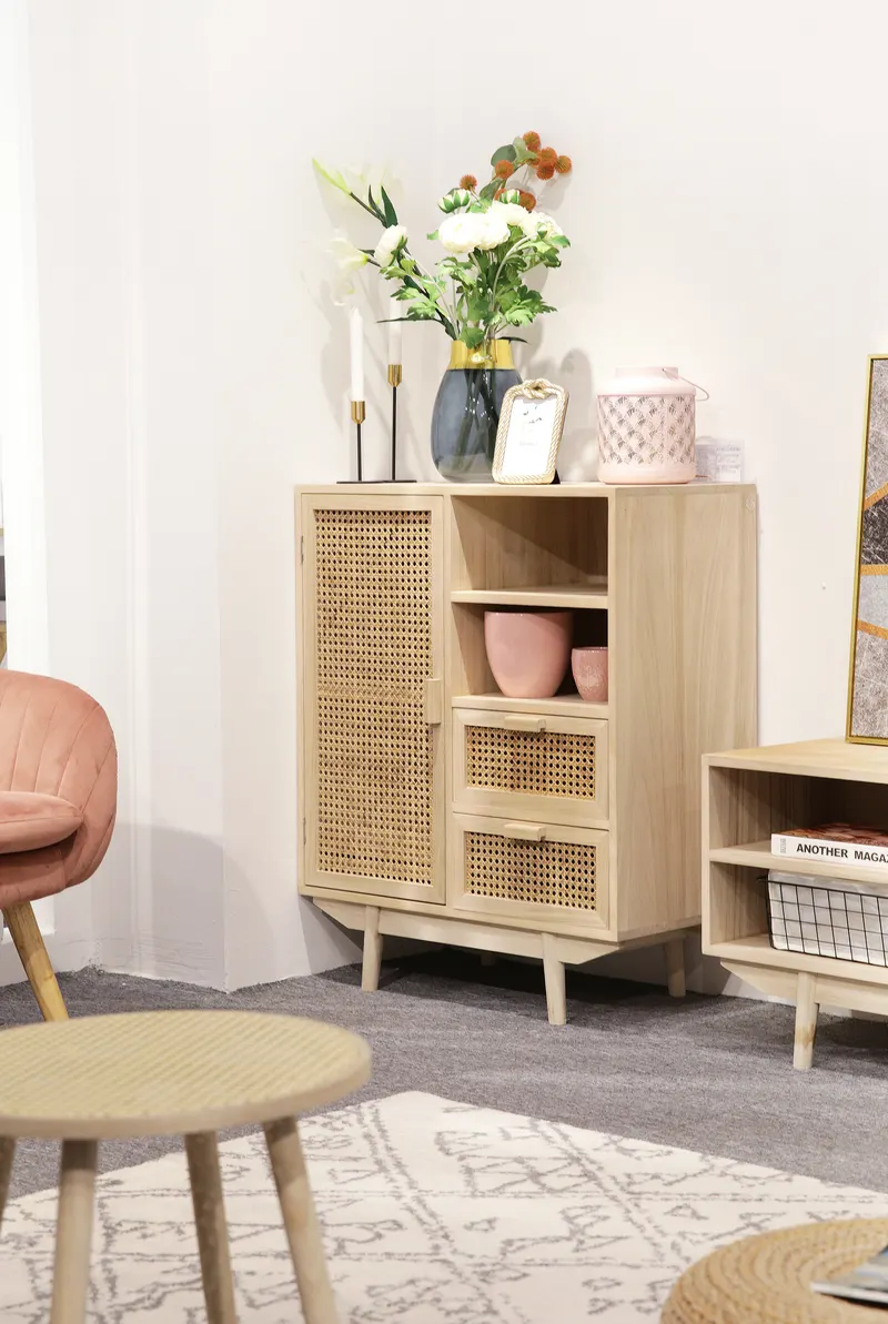 Sideboard 70 × 36 cm mit Rattangeflecht, Natur, Ansicht 2