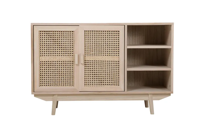Sideboard 100 × 36 cm mit Rattanfront, Natur, Ansicht 4