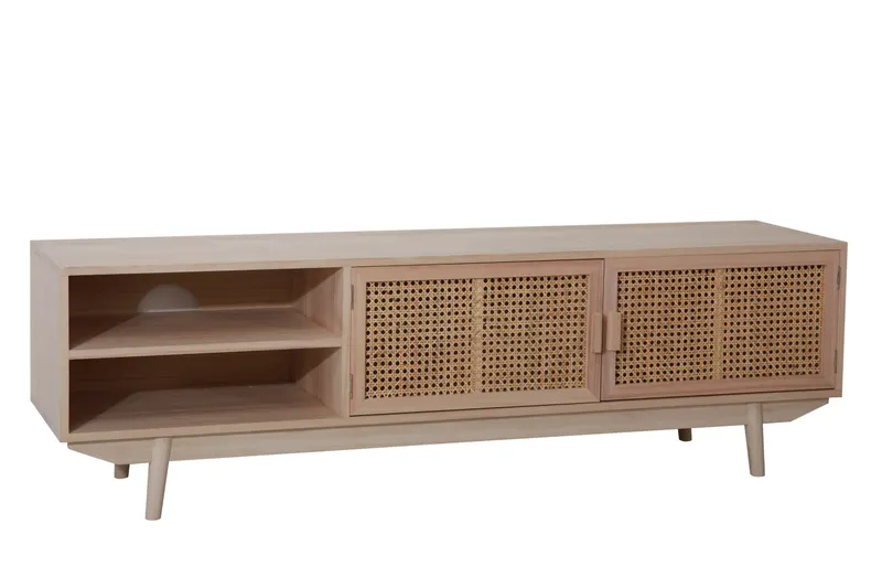 Svea Lowboard 150 × 36 cm mit Rattanfront, Natur