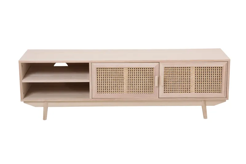 Lowboard 150 × 36 cm mit Rattanfront, Natur, Ansicht 4