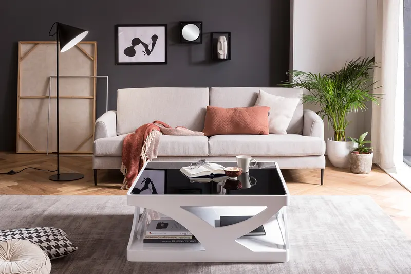 Couchtisch 90 × 90 cm weiß/schwarz, Ansicht 5