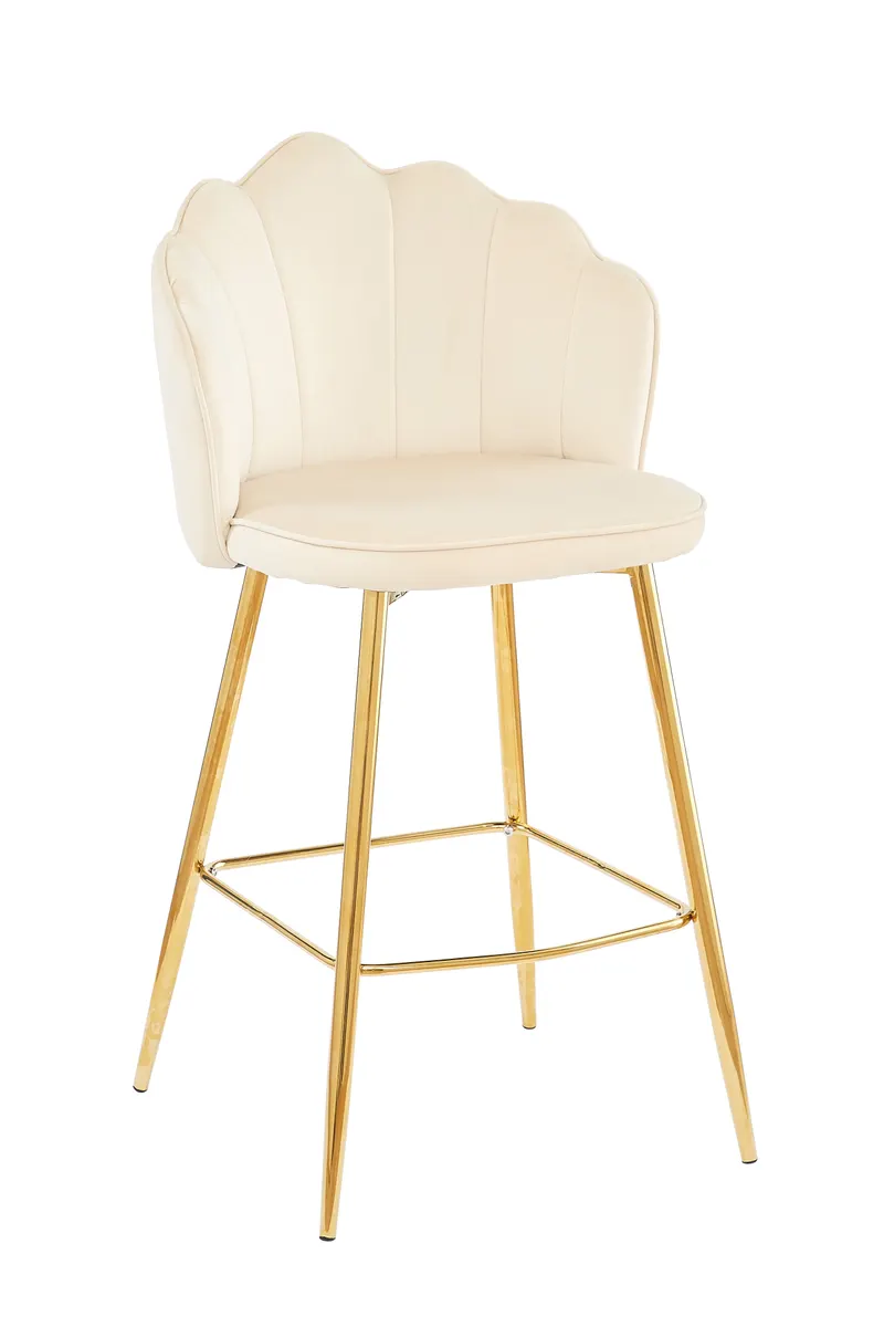 Barhocker Muscheldesign 2er Set Samt beige, Ansicht 2