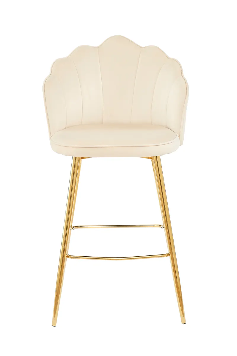 Barhocker Muscheldesign 2er Set Samt beige, Ansicht 3