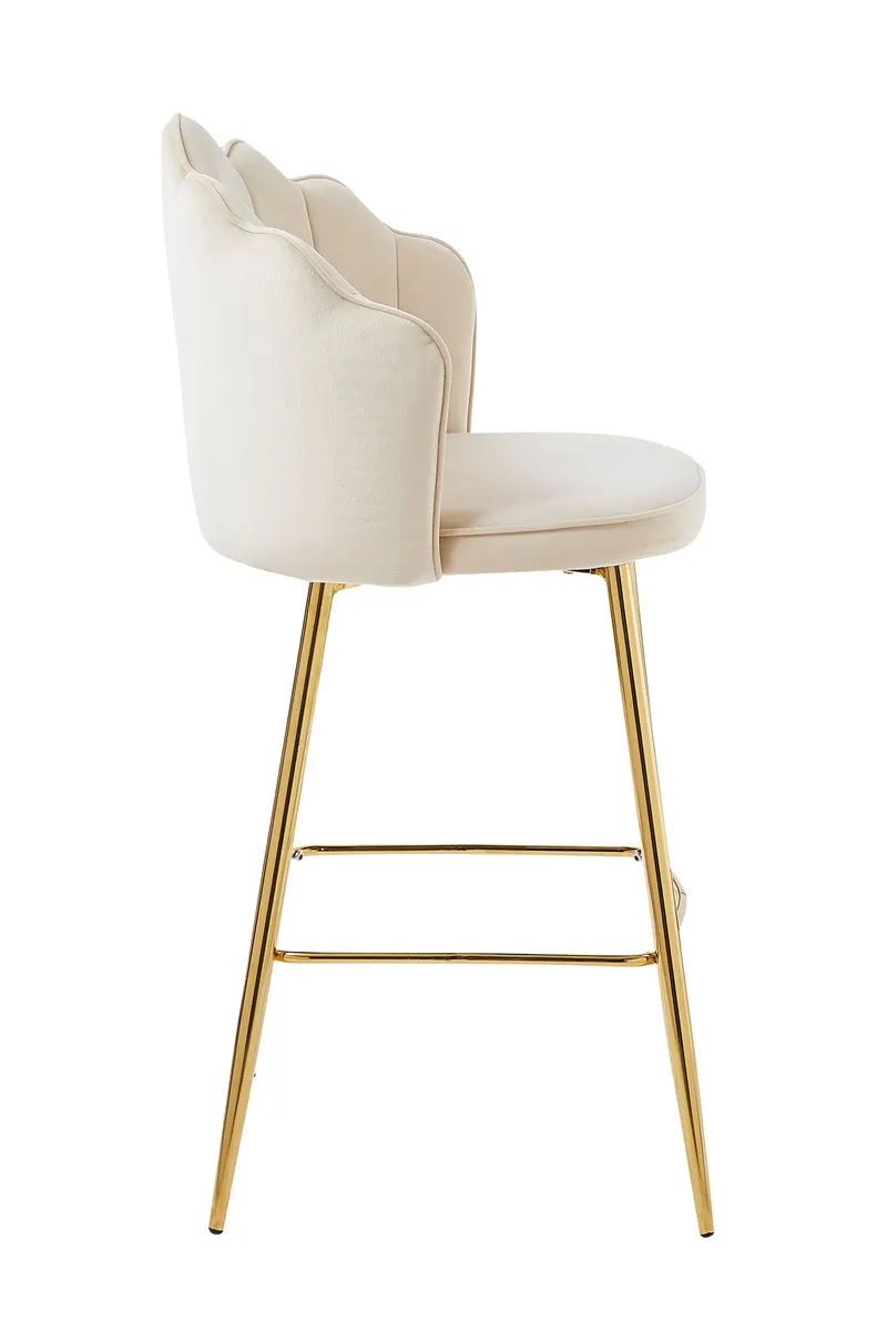 Barhocker Muscheldesign 2er Set Samt beige, Ansicht 4
