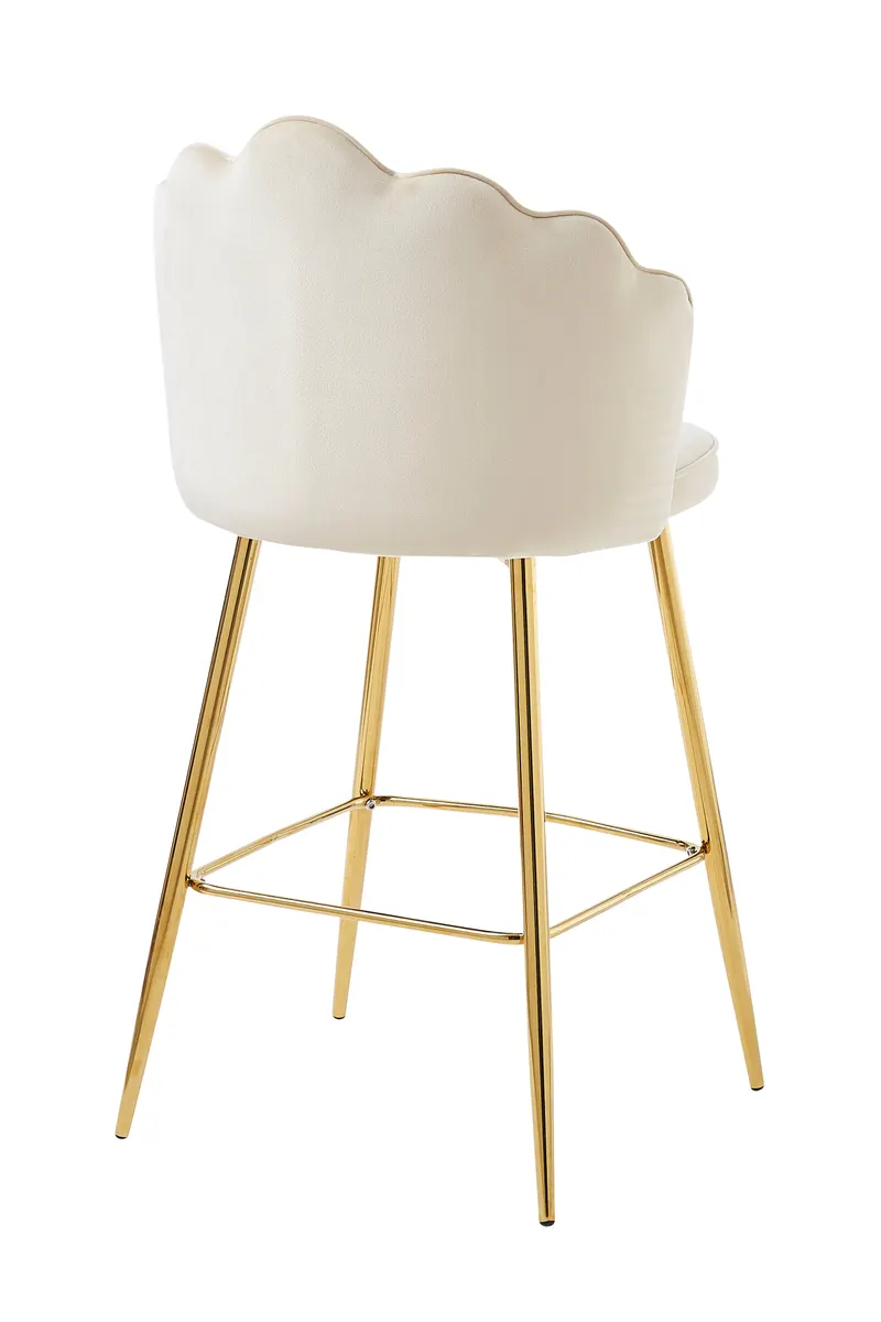 Barhocker Muscheldesign 2er Set Samt beige, Ansicht 5