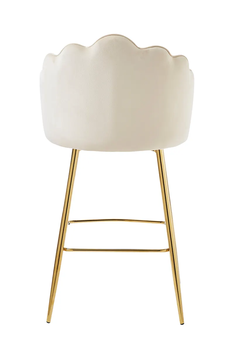 Barhocker Muscheldesign 2er Set Samt beige, Ansicht 6