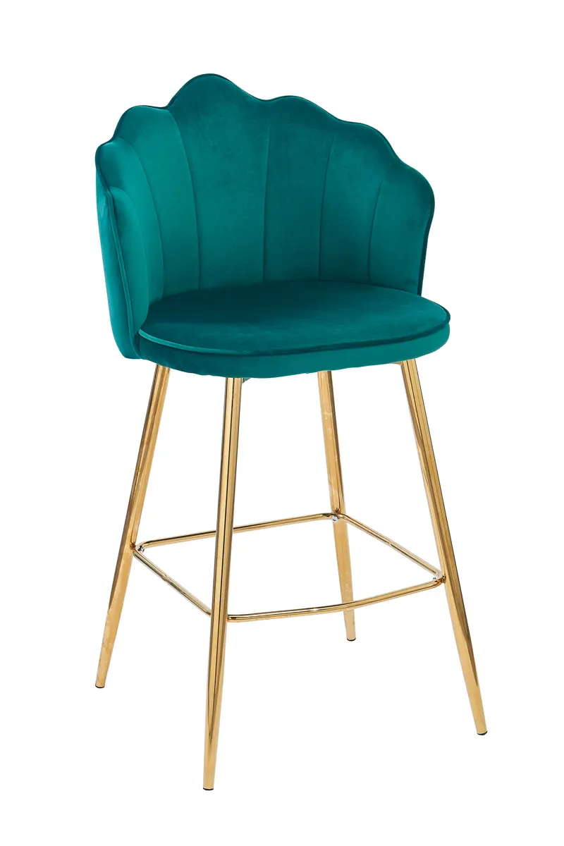 Barhocker Muscheldesign 2er Set aus Samt Grün, Ansicht 2