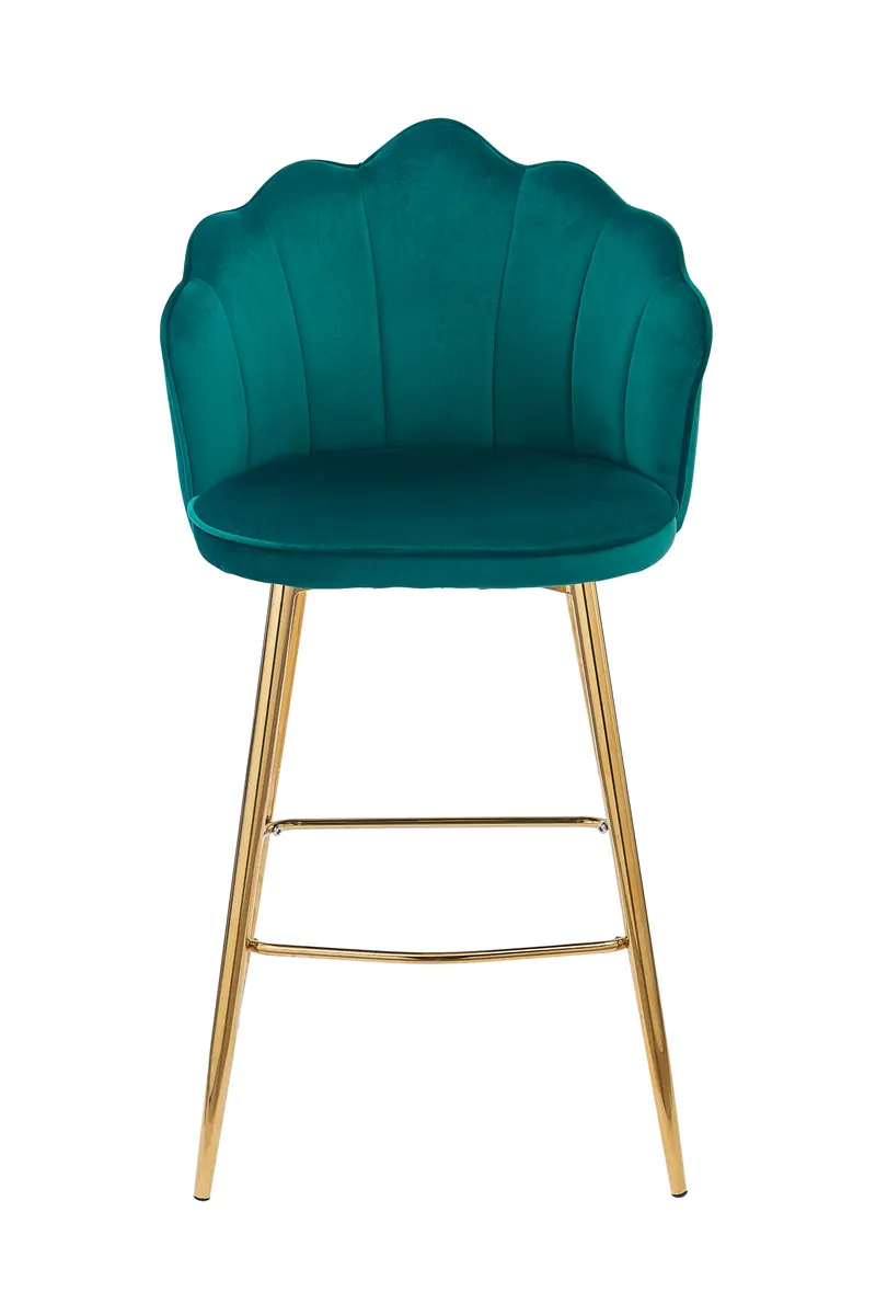 Barhocker Muscheldesign 2er Set aus Samt Grün, Ansicht 3