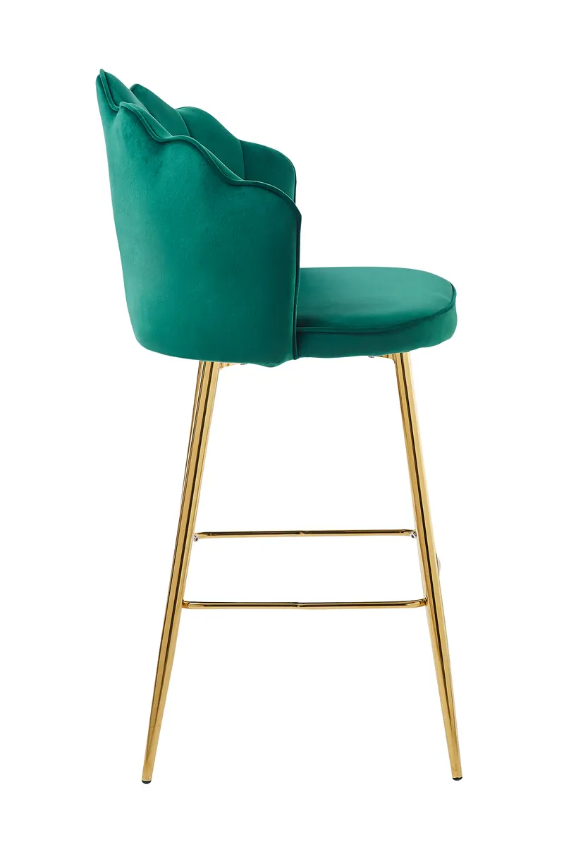 Barhocker Muscheldesign 2er Set aus Samt Grün, Ansicht 4