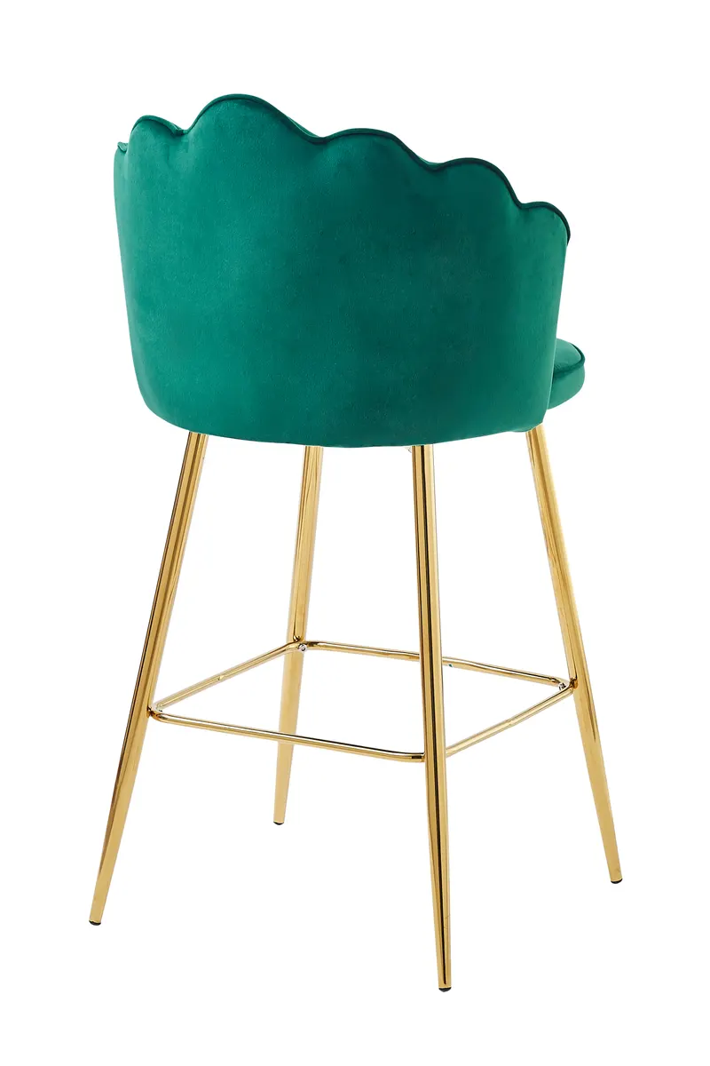 Barhocker Muscheldesign 2er Set aus Samt Grün, Ansicht 5